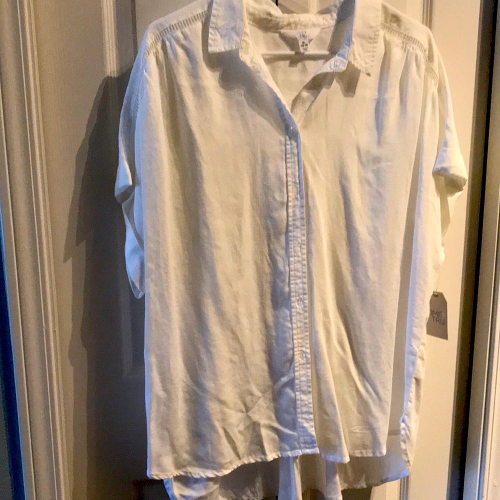 Ladies Time And Tru NWT White Detailed Blouse Button Down Size 16-18 NEW